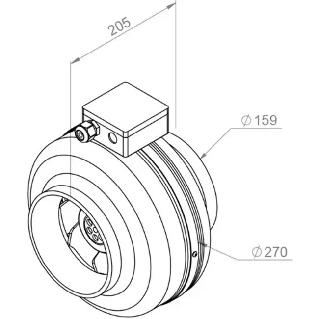Ventilateur de gaines Ruck 460m³/h - Ø 160 mm + régulateur électronique continu 1,0 A
