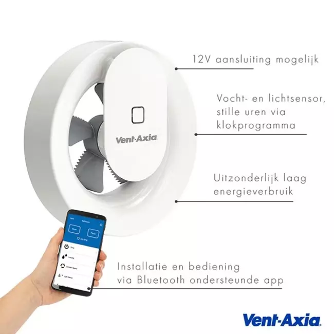 Badkamer ventilator Svara met vocht- en lichtsensor 100-125mm (app-gestuurd)