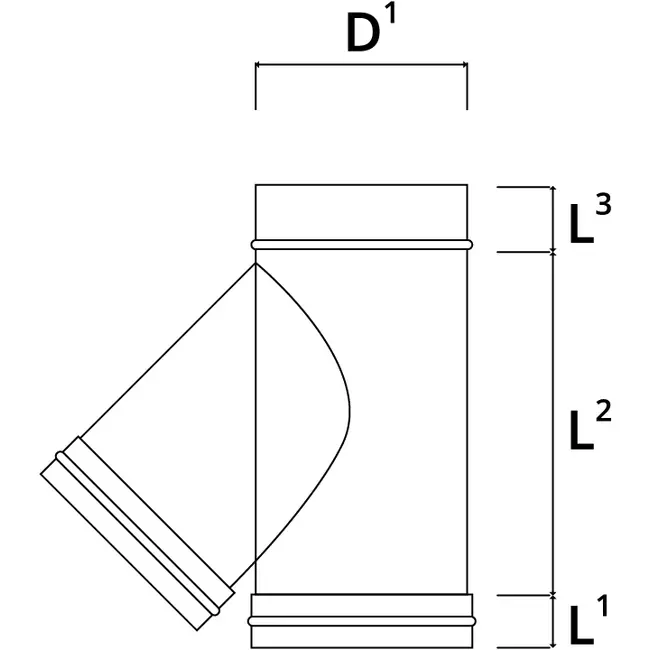 EW diameter  100 mm T-stuk 135 gr I316L (D0,5)