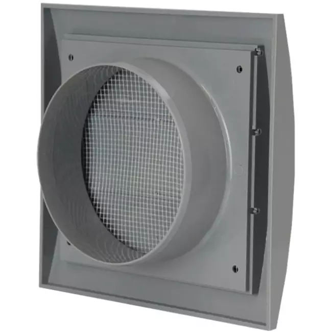 Lamellenrooster overdruk ventilatierooster 150x150 diameter: 100 grijs - ND10ZP