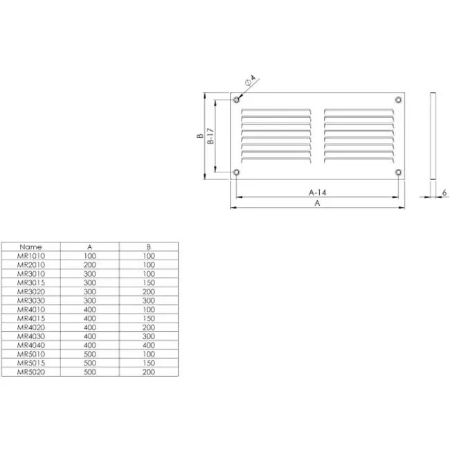 Metalen rooster 300x100mm zwart - MR3010M - RAL9005