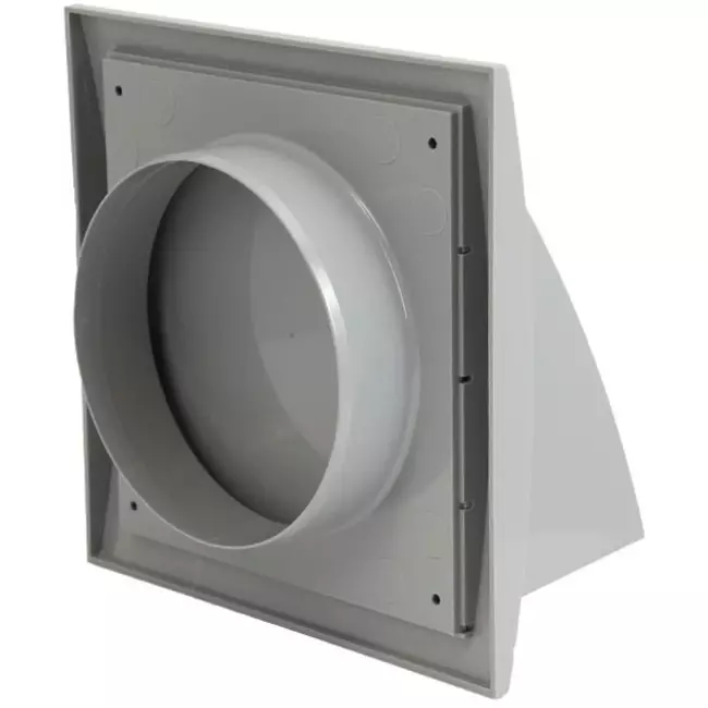 Gevelrooster met terugslagklep 150x150 mm diameter 100 mm grijs - ND10FVP