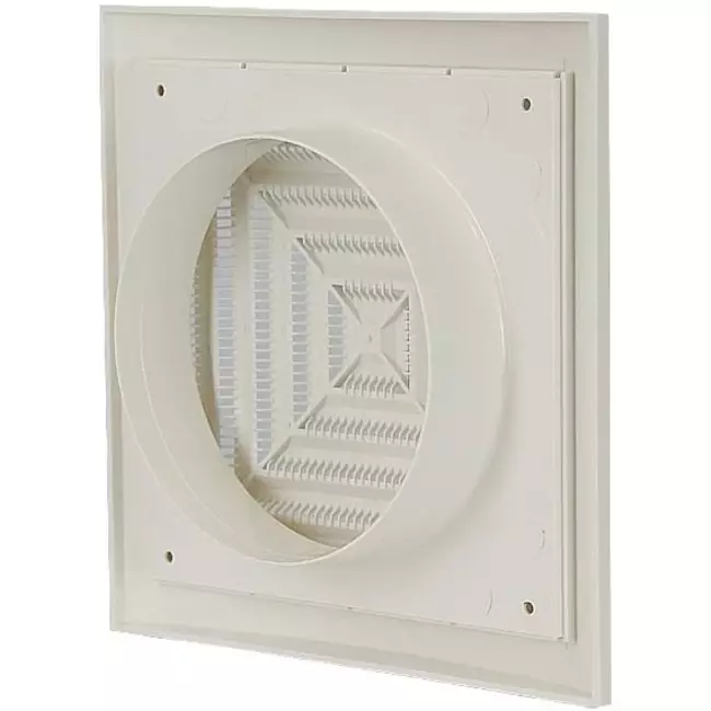 Plafondrooster vierkant 190x190 diameter: 125 wit - ND12G