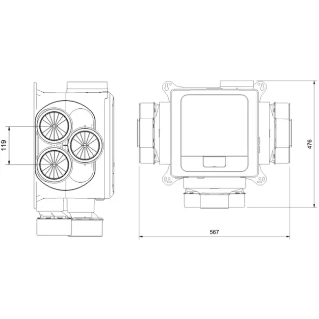 Vent-Axia Multihome AEC advance 368 m³/h Bluetooth + CO2 sensor + vochtsensor - euro stekker