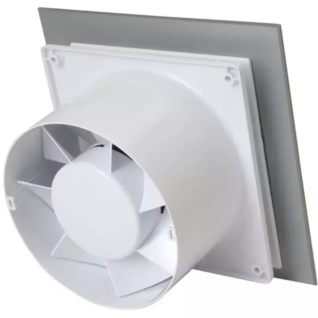 Badkamer ventilator Ø 100 mm met trekkoord en stekker - glazen front satijn goud