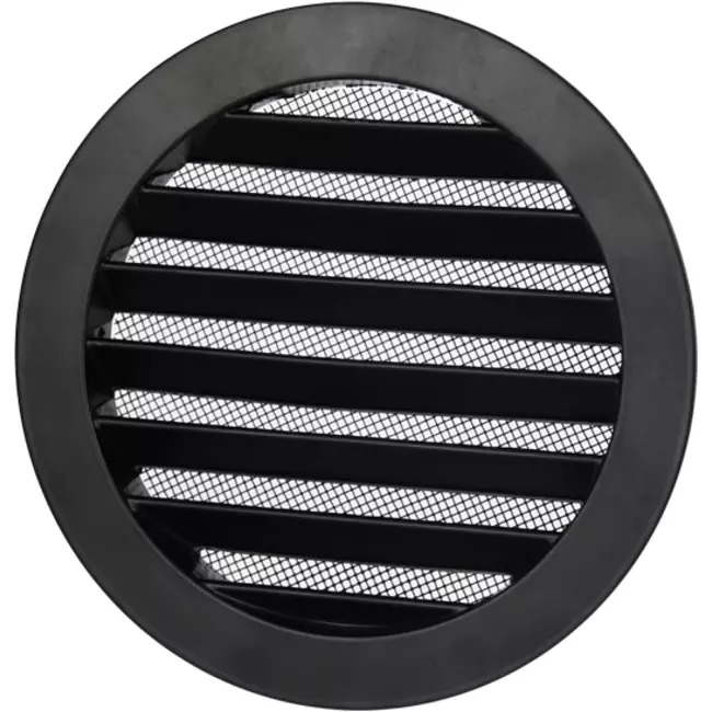 Aluminium buitenlucht muur rooster rond - Ø 100mm - ZWART