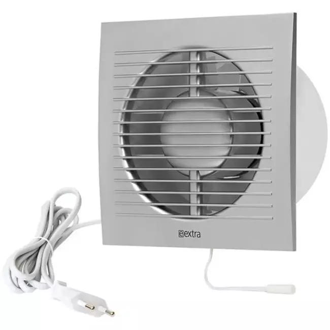 Badkamerventilator Ø 100 mm Zilver trekkoord en stekker - standaard EE100WPS
