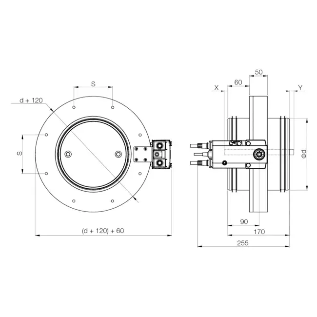 Brandklep rond compact 100 mm servomotor 230V - E-FDC DD M230 D100