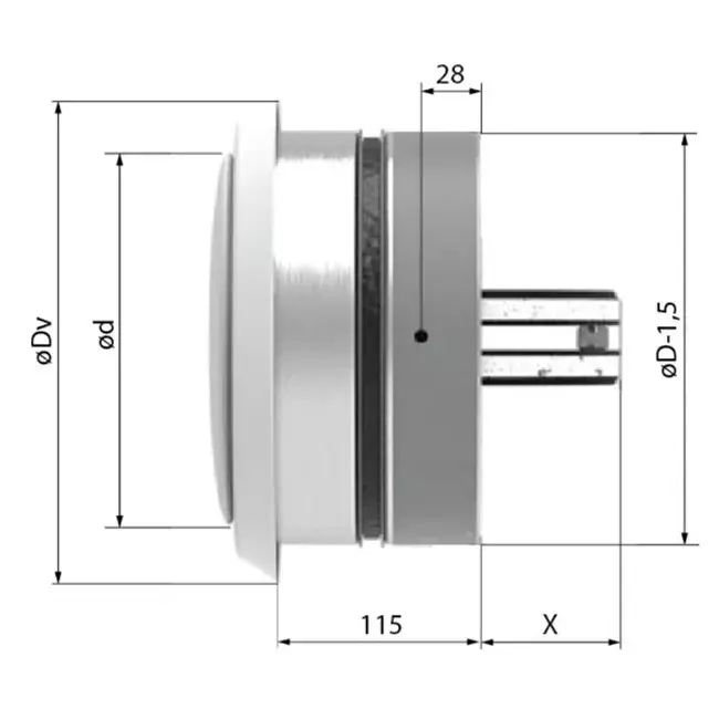 Brandvlinderklep rond 100mm met ventilatieventiel - E-BFDC V EI120S D100