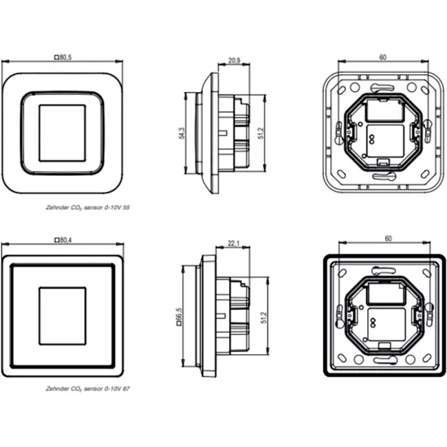 Zehnder CO2-sensor RF 55 Inbouw