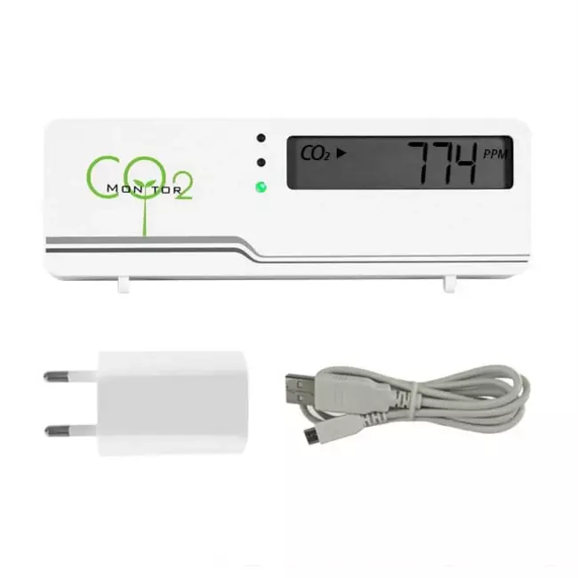 CO2 meter - air indicator compact inclusief temperatuur weergave + stekker