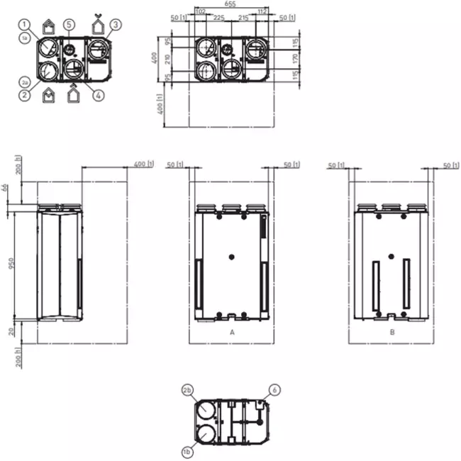 Itho Daalderop WTW unit HRU ECO 300 R + ingebouwde RFT 300m3/h - euro stekker