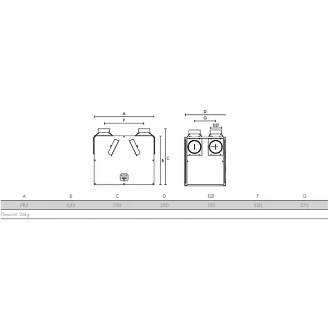 Vent-Axia WTW Lo-Carbon Sentinel Kinetic B Plus L links 390 m³/h