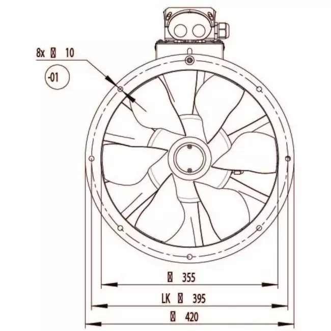 Axiaal 355mm kanaalventilator - AL 355 D2 01
