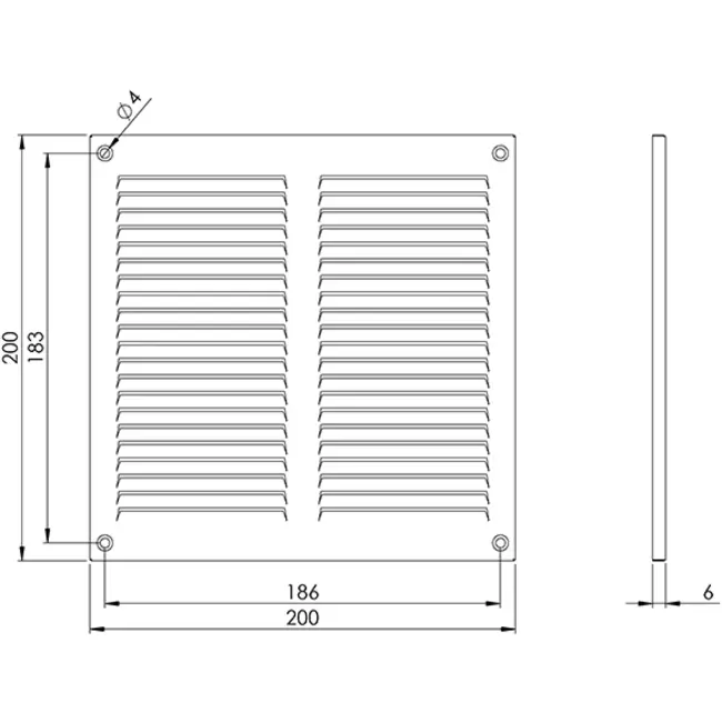 Metalen rooster 200x200mm verzinkt – MR2020Zn