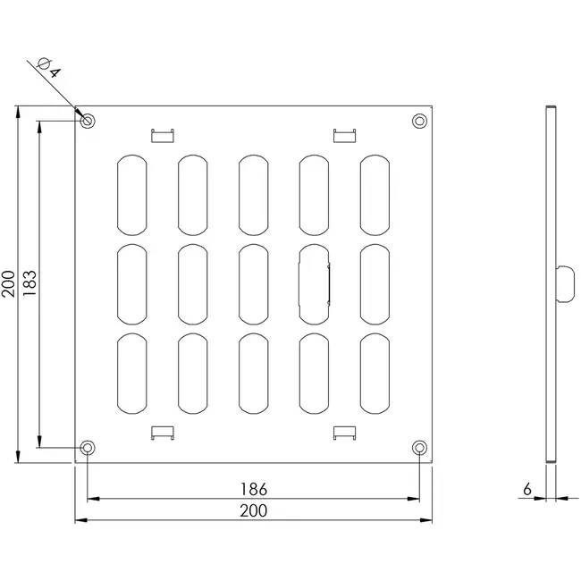 Metalen rooster verstelbaar 200x200 wit - MR2020R - RAL9016