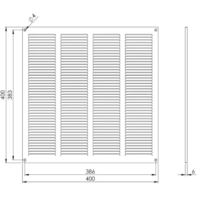 Metalen rooster 400x400mm wit - MR4040