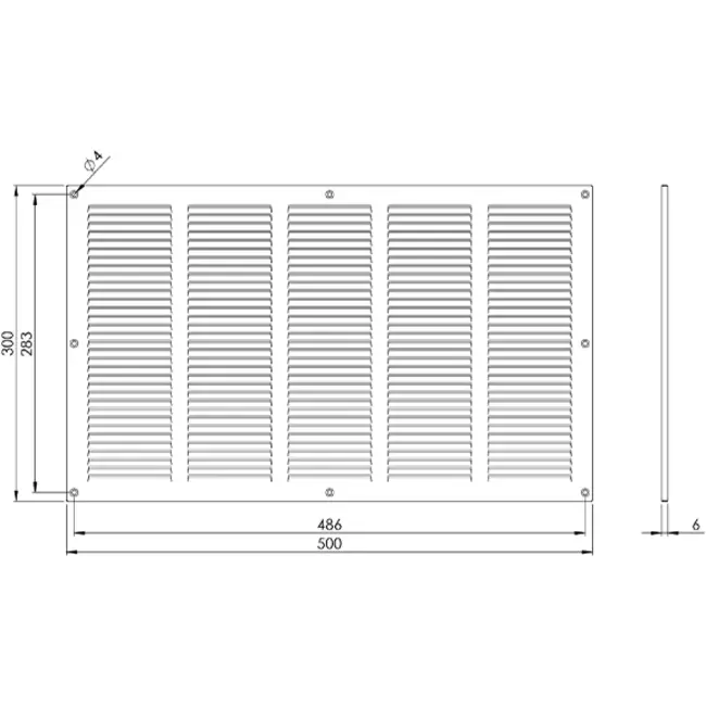 Metalen rooster 500x300mm zwart - MR5030M - RAL9005