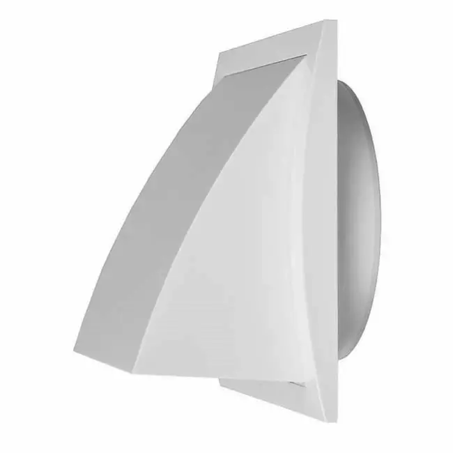 Gevelrooster met terugslagklep 150x150 mm diameter 100 mm wit - ND10FV