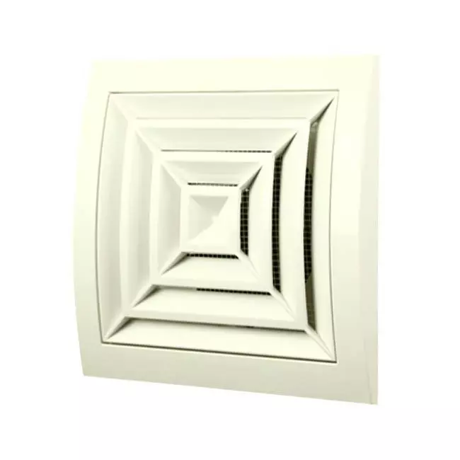 Plafondrooster vierkant 150x150 diameter: 100 wit - ND10G