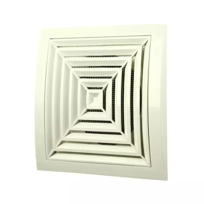 Plafondrooster vierkant 190x190 diameter: 125 wit - ND12G