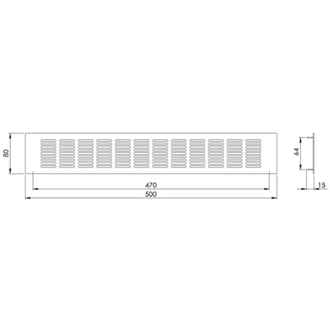 Plintrooster aluminium - zilver L=500mm x H=80mm -RA850S