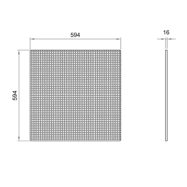 Geperforeerde paneel 600 x 600 mm voor inleg in systeemplafonds - RAL9010