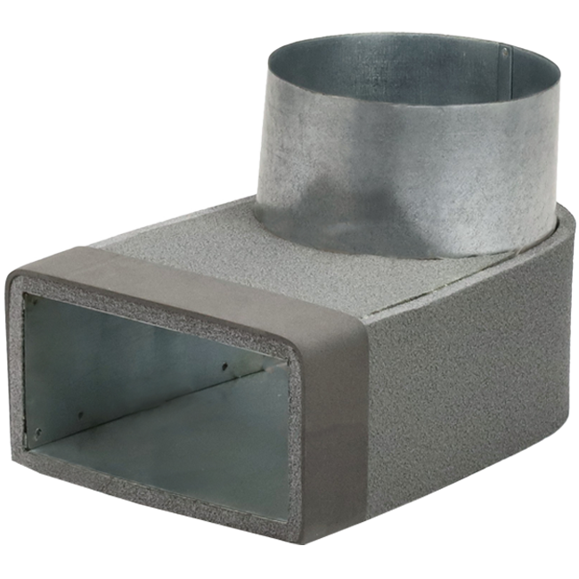 Thermoduct lepe hoekstuk 170mm x 80mm naar Ø 160mm