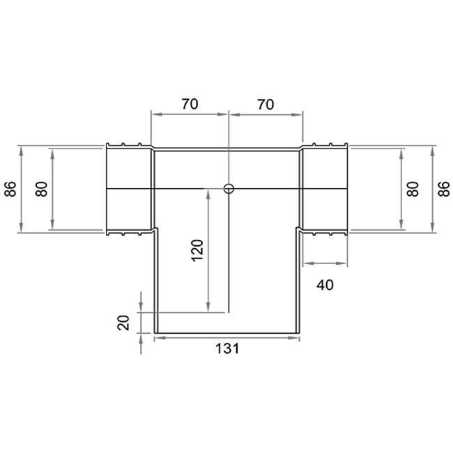 Wavin Ventiza T-stuk PVC ovaal 195x80x100 mm met diameter 125 mm M/M/M