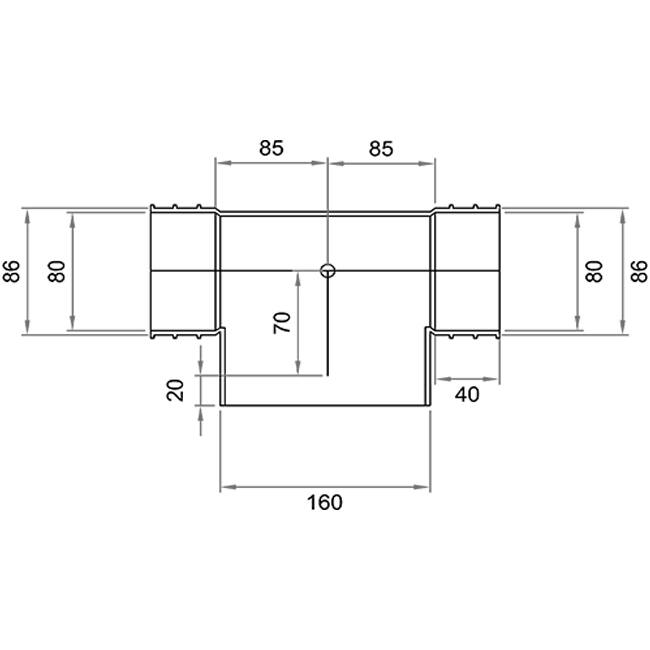 Wavin Ventiza T-stuk PVC ovaal 195x80 mm met diameter 160 mm M/M/M