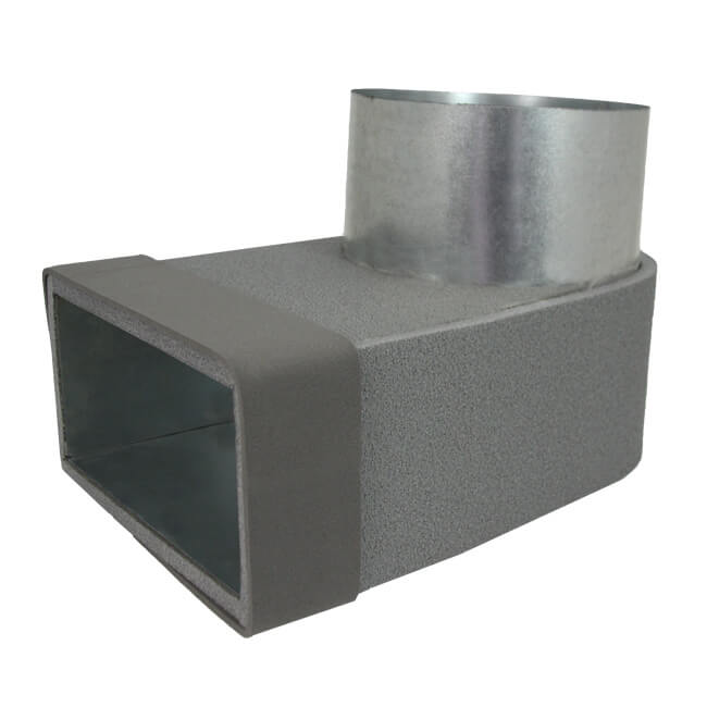 Thermoduct lepe hoekstuk 170mm x 80mm naar Ø 125mm