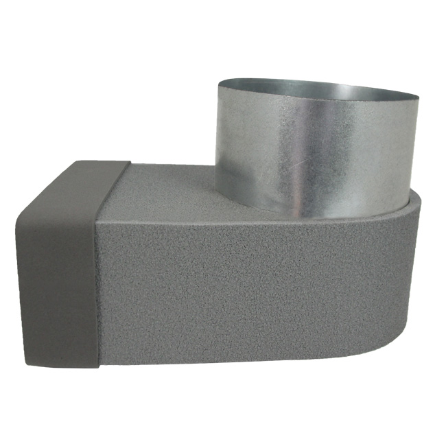 Thermoduct lepe hoekstuk 170mm x 80mm naar Ø 125mm