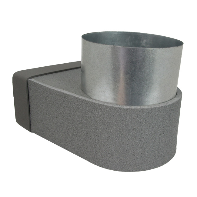 Thermoduct lepe hoekstuk 170mm x 80mm naar Ø 125mm