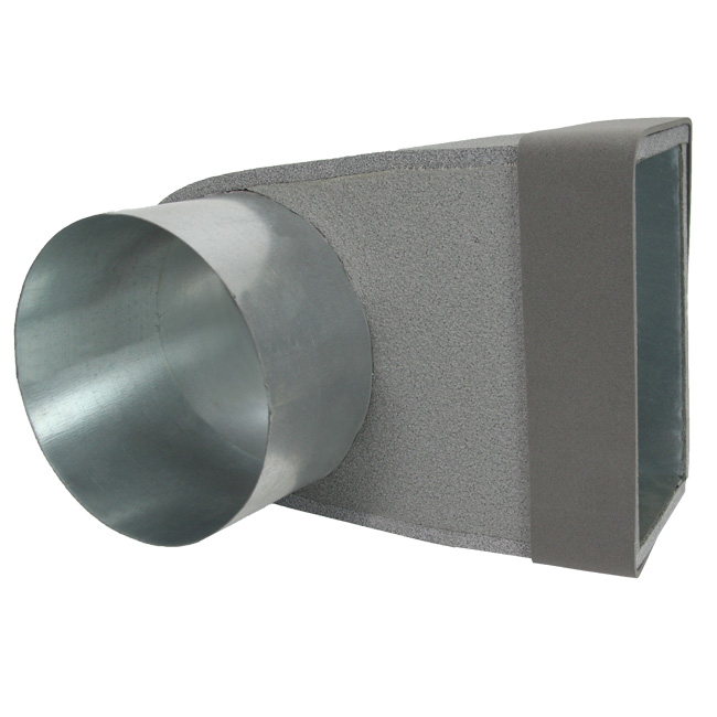 Thermoduct lepe hoekstuk 170mm x 80mm naar Ø 125mm