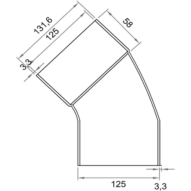 Wavin Ventiza bocht 45 graden PVC rond met diameter 125 mm M/S