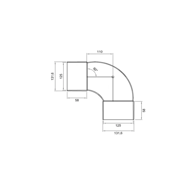 Wavin Ventiza bocht 90 graden PVC rond 125 mm M/M