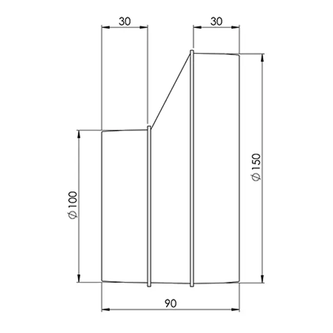 Europlast rond kunststof verloop 150 mm naar 100 mm - AP150-100