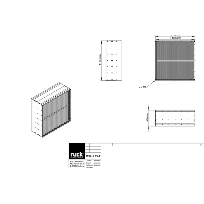 Caisson filtrant pour ventilateur de boîte Ruck MPC 700/800 - FB 1200