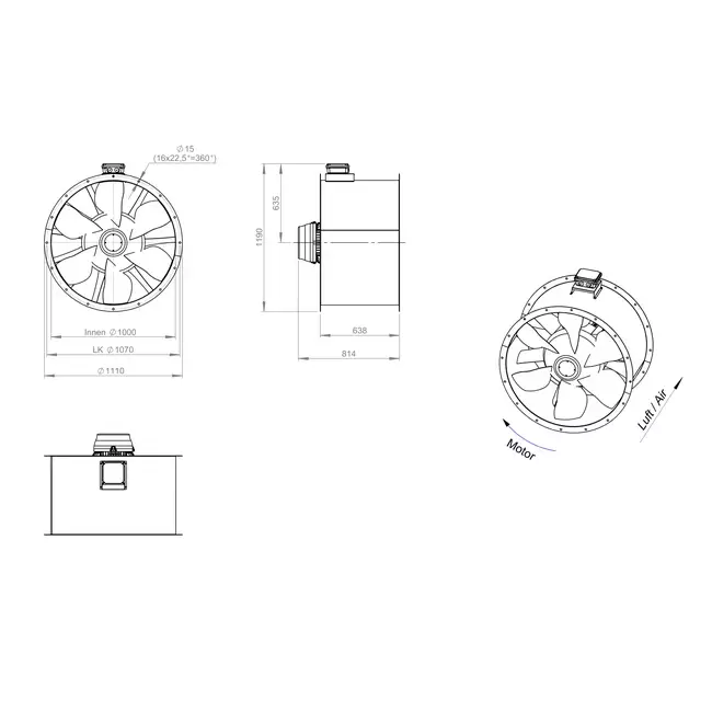 Ventilateur axial 1000 mm F300- AL 1000 D4 F3 02 CFG