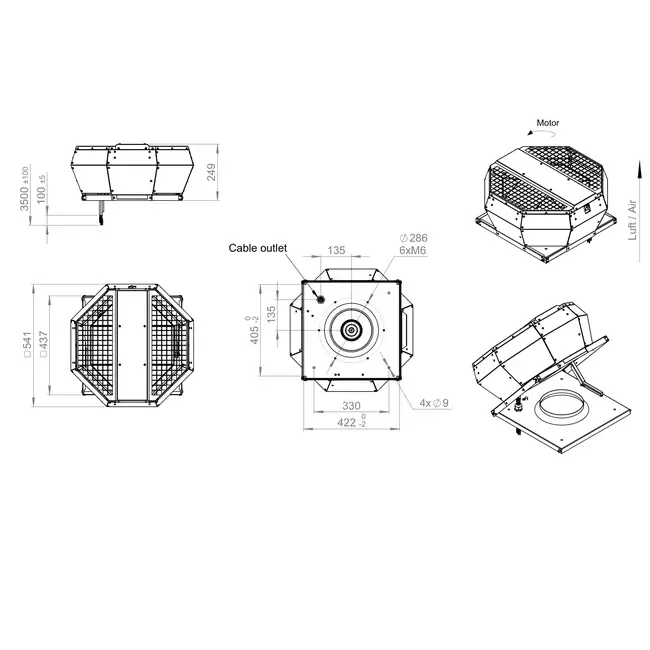 Dakventilator verticaal constante drukregeling - DVA 280 EC O CRK 01