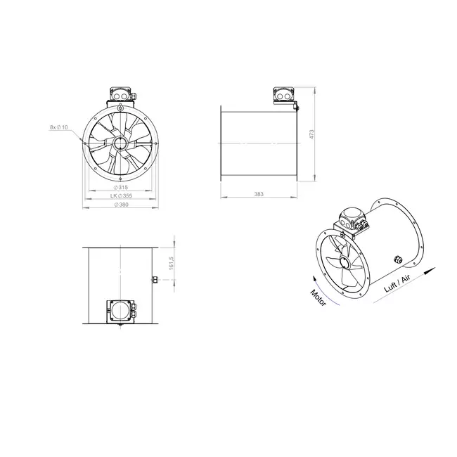 Ventilateur axial de 315 mm - AL 315 D2 03 CFG