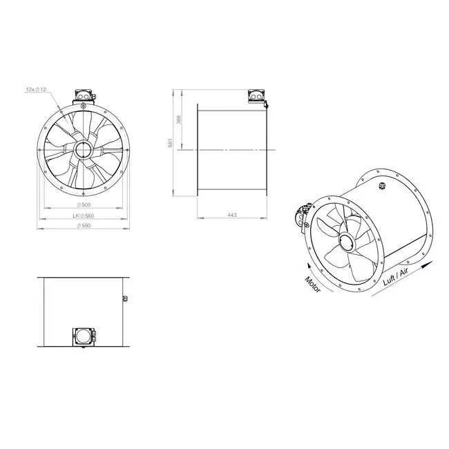 Ventilateur axial de 500 mm - AL 500 D4 01 CFG