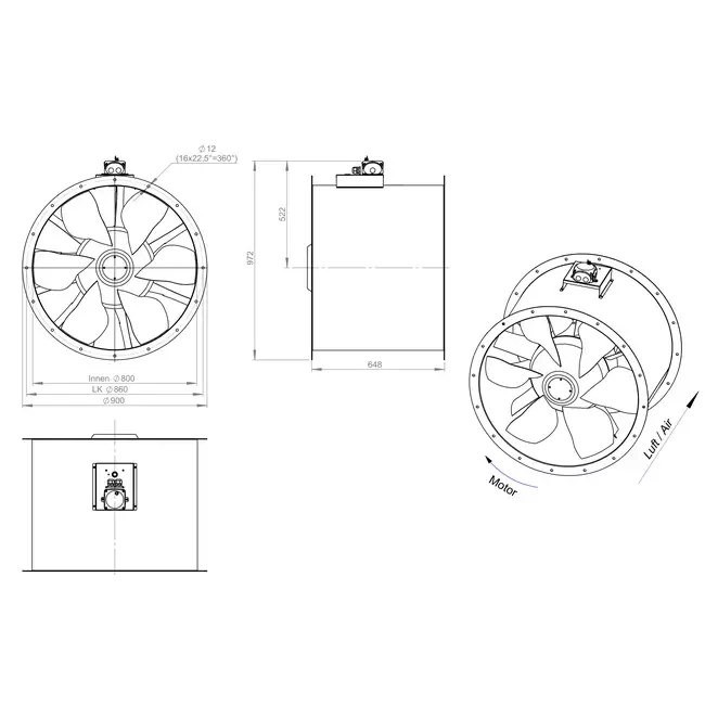 Ventilateur axial de 800 mm - AL 800 D6 03 CFG