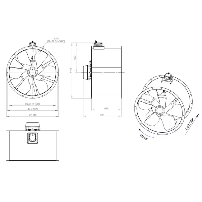 Ventilateur axial de 1000 mm - AL 1000 D4 01 CFG