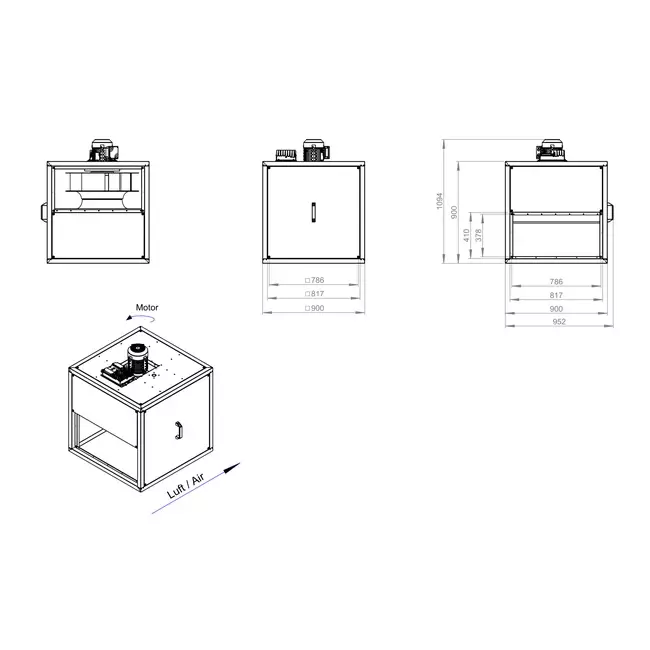 Boxventilator motor buiten lineaire flow - MPC TI 560 EC K01