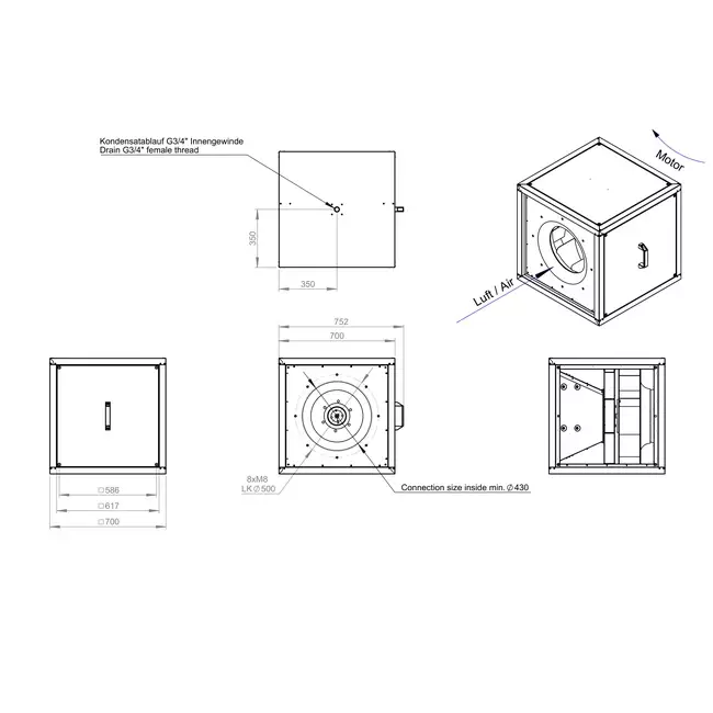 Moteur du ventilateur de caisson débit d'air extérieur - MPC T 500 EC K01