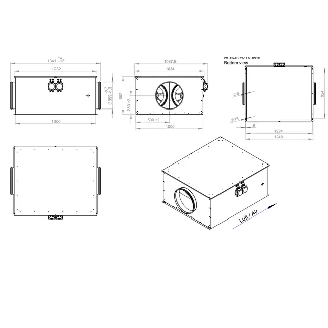 Ventilateur tubulaire 400 mm isolé à haut rendement énergétique - EM DUO 400 EC K 01