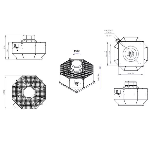 Dakventilator verticaal metaal - DVL 500 D4 RK 02
