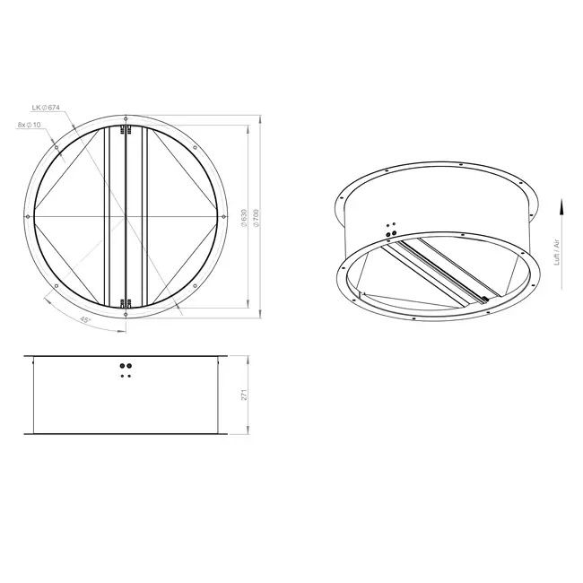 Zelfsluitende dakafsluitklep gegalvaniseerd plaatstaal - DVK 630 10