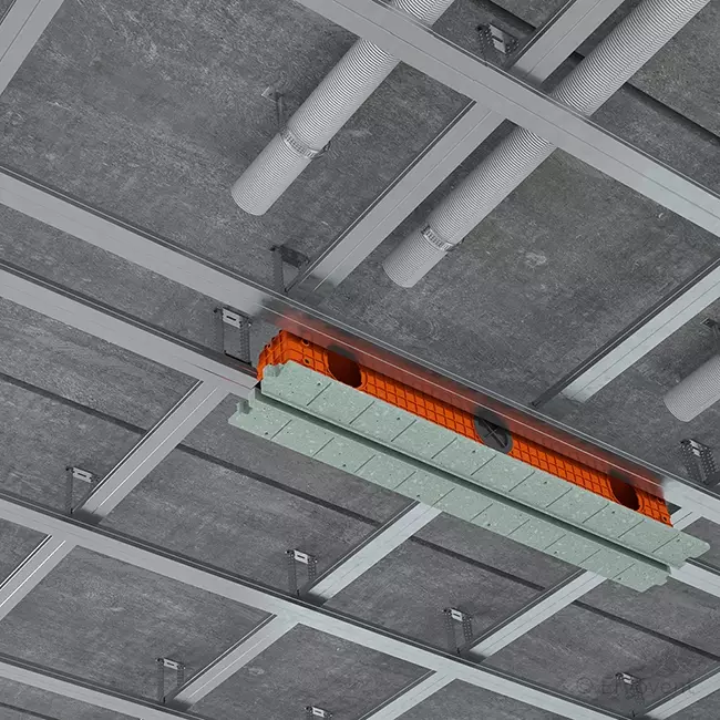 Ergovent instucbaar frameloos lijnrooster 1050 mm met aansluitdiameter 90 mm - modulair - 1 sleuf